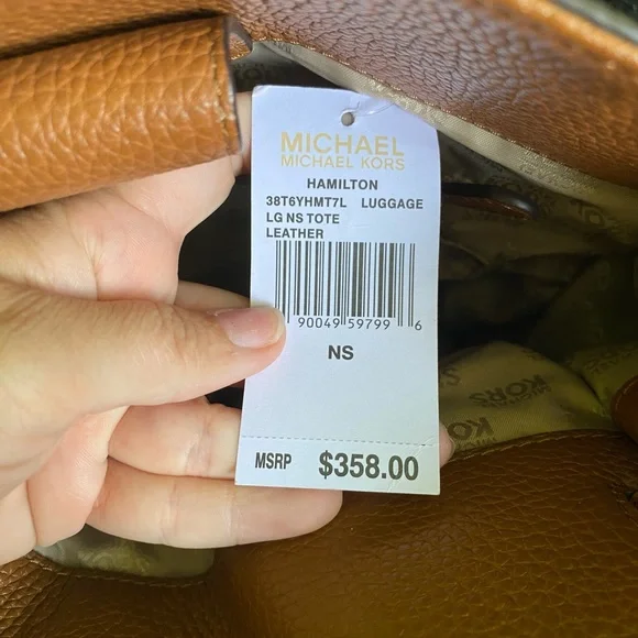 MICHAEL KORS Brown Leather Hamilton Large Satchel Tote Handbag